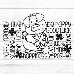 Lucky Pig プロッタ ファイル SVG DXF FCM、新年、誕生日、豚、幸運、願い、結婚式、レーザー、印刷、昇華 svg dxf eps png pdf jpg