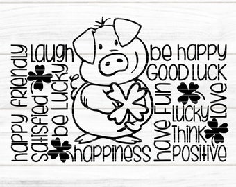 lucky pig Cutting file SVG DXF FCM, New Year, Pig, Lucky Charm, Wishes, Mariage Birthday Laser Print Sublimation svg dxf fcm eps png pdf jpg
