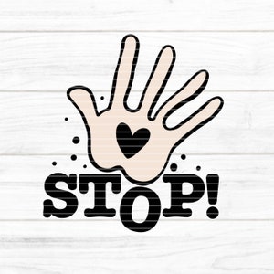 Stop! Plotterdatei SVG DXF FCM, Hand, Herz, Stop, Achtung, Nein, Text, Laser, Druck, Sublimation, svg dxf fcm eps png pdf jpg