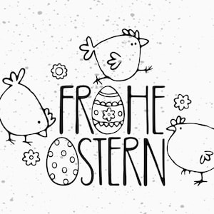 Freche Hühner Plotterdatei SVG DXF FCM, Hühner, Blumen, Ei, Frohe Ostern, Blumen, Huhn, Druck, Laser Sublimation svg dxf fcm eps pdf png jpg