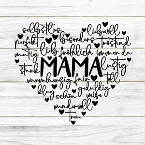 Archivo de trazador del Día de la Madre con forma de corazón SVG DXF FCM, mamá, madre, texto, cumpleaños, amor, corazón mejor mamá, impresión láser SVG DXF FCM EPS PNG PDF JPG