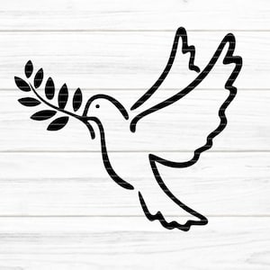 Taube mit Zweig Plotterdatei SVG DXF FCM, Frieden, Hochzeit, Taufe, Konfirmation, Kommunion, Druck Laser Sublimation svg dxf fcm png pdf jpg