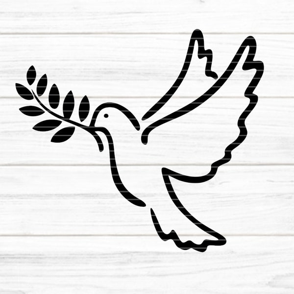 Dove with branch Cutting file SVG DXF FCM, peace, wedding, baptism, confirmation, communion, print laser sublimation svg dxf fcm png pdf jpg
