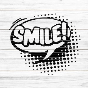 Fumetto con sorriso, file plotter SVG DXF FCM, compleanno, fumetto, fumetto, lamina, laser, stampa, sublimazione svg dxf fcm eps png pdf jpg