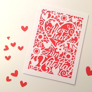 Fars dag-kort plotterfil SVG DXF, hjärta, kärlek, far, tack, text, blommor, papper, gratulationskort, laser svg dxf eps png pdf jpg