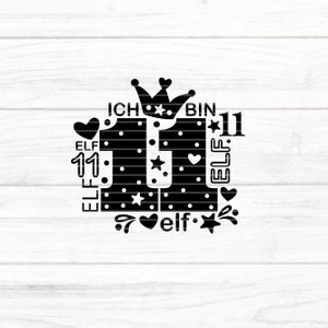 Number Eleven plotter file SVG DXF FCM, children, crown, number, 11, eleven, birthday, heart, star, laser, print sublimation svg dxf fcm eps png pdf