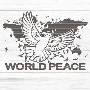 World Peace Plotterdatei SVG DXF FCM, Taube, Frieden, Welt, Weltfrieden, Weltkarte, Friedenstaube, Druck, Laser, svg dxf fcm png pdf jpg