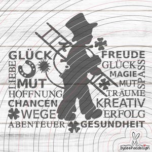 Chimney sweep with text plotter file SVG DXF, decoration, New Year, lucky charm, chimney sweep wishes foil, laser print, svg dxf eps png pdf jpg