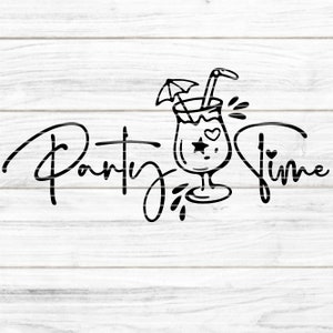 Party Time plotter bestand SVG DXF FCM, hart, verjaardag, zomer, feest, zon, vakantie, laser, print sublimatie svg dxf fcm eps png pdf jpg