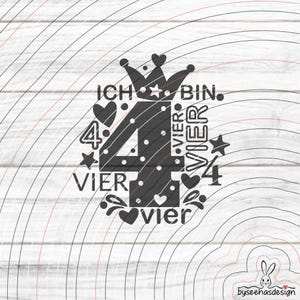 Nummer 4 plotterfil SVG DXF, barn, krona, fyra, nummer, 4, födelsedag, hjärta, laser, folie, tryck, sublimering, svg dxf eps png pdf jpg