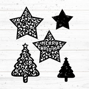 Stars Christmas tree Cutting file SVG DXF FCM, decoration, star, papercut, paper, Advent, Christmas, iron, laser, svg dxf eps png pdf jpg