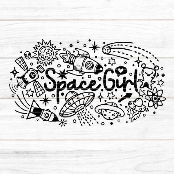 Space Girl cutting file SVG DXF FCM, Space, Galaxy Space Children Girl Print Laser svg dxf fcm eps png pdf jpg Cricut Silhouette Brother