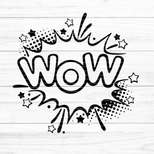 file plotter wow SVG DXF FCM, decorazione, stelle, compleanno, fumetto, matrimonio, lamina, stampa laser, sublimazione, svg dxf fcm eps png pdf jpg