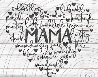 Heart Mother's Day plotter file SVG DXF, Mom, Mother, Text, Birthday, Love, Heart Best Mom, Foil, Print Laser svg dxf eps png pdf jpg