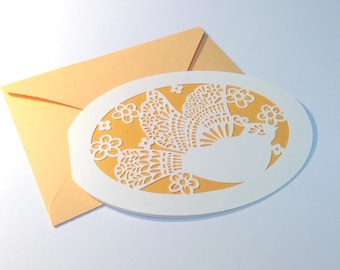 Card dove with envelope Cutting file SVG DXF FCM, dove, love, flowers, paper, papercut, card design, laser, svg dxf fcm eps png pdf jpg