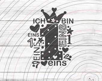 Number 1 plotter file SVG DXF, baby, crown, one, number, 1, birthday, foil, laser, print, sublimation, svg dxf eps png pdf jpg