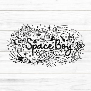 スペースボーイ プロッター ファイル SVG DXF FCM、スペース、ギャラクシー テキスト、スペース、子供、少年、ロケット、印刷 svg dxf fcm eps png jpg pdf Cricut シルエット