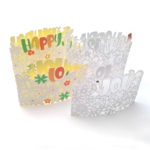 Arquivo plotador de luz de aniversário SVG DXF FCM, capa de luz, aniversário, textos, banda, flores, papel, laser, svg dxf fcm eps pdf