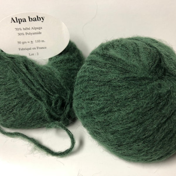 Set of 5 balls of baby alpaca wool - extremely soft - Made in France