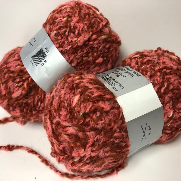 lot de 10 pelotes laine bouclette    couleur tweedé rose  - Marque Française