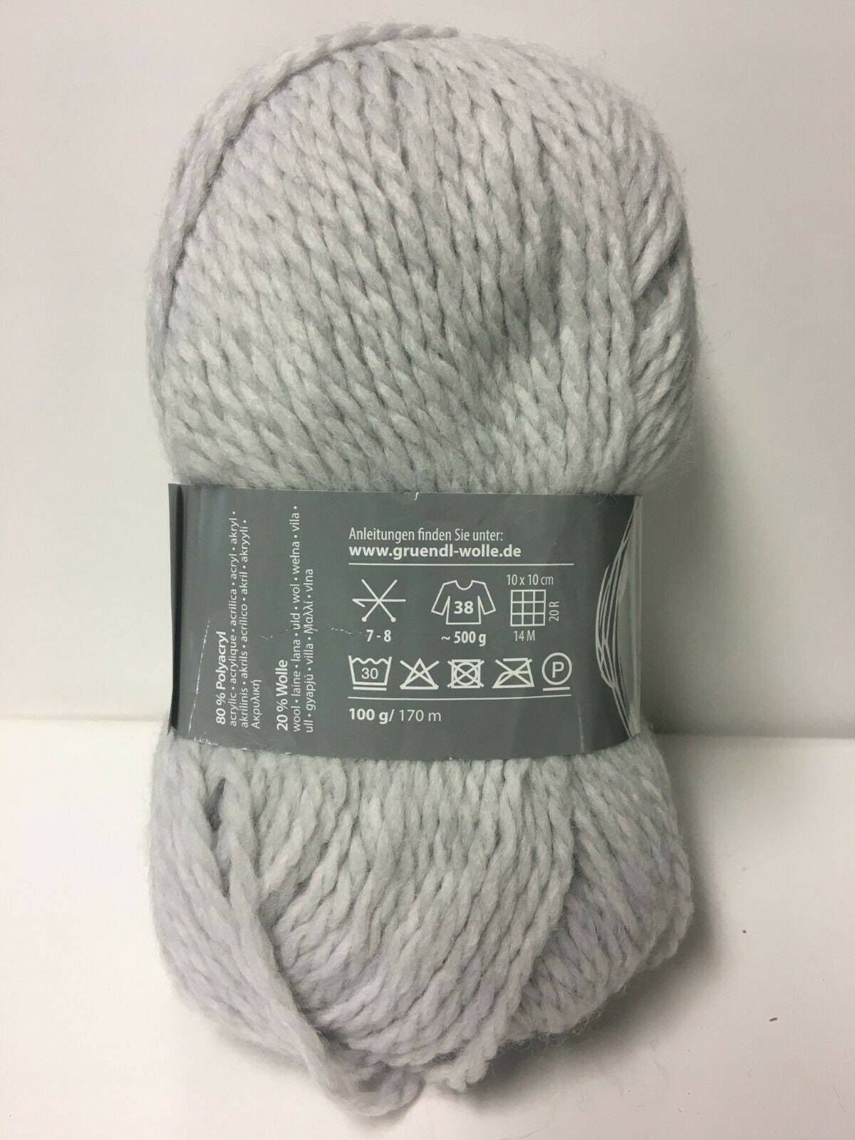 5 gomitoli di lana/ lana grezza/ gomitolo 100 g molto morbido/ GRIGIO CHIARO