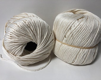 lot de 5 pelotes de laine fil coton pur coton écru/ fabriqué en France