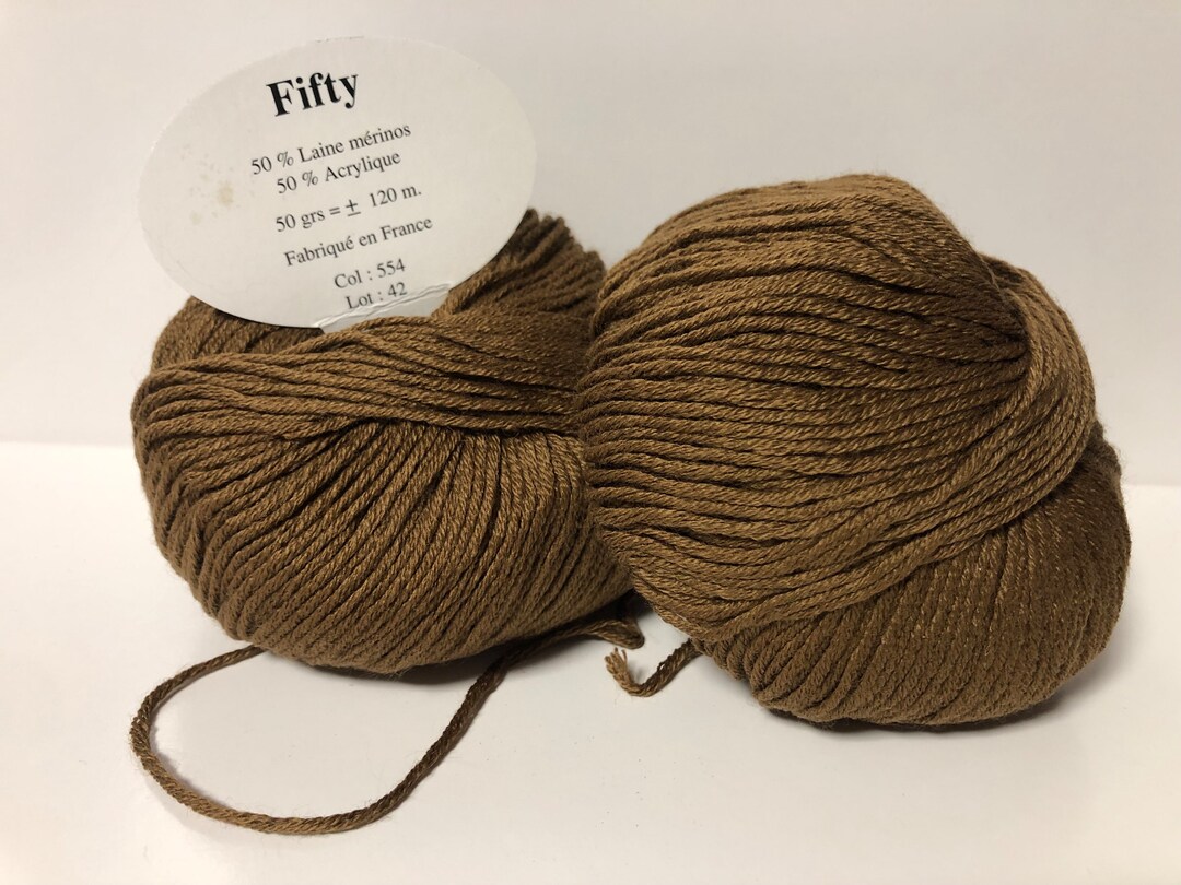 Lot De 10 Pelotes Laine 50% Mérinos - Marron Glacé 554 - Fabriqué En France - Neuf