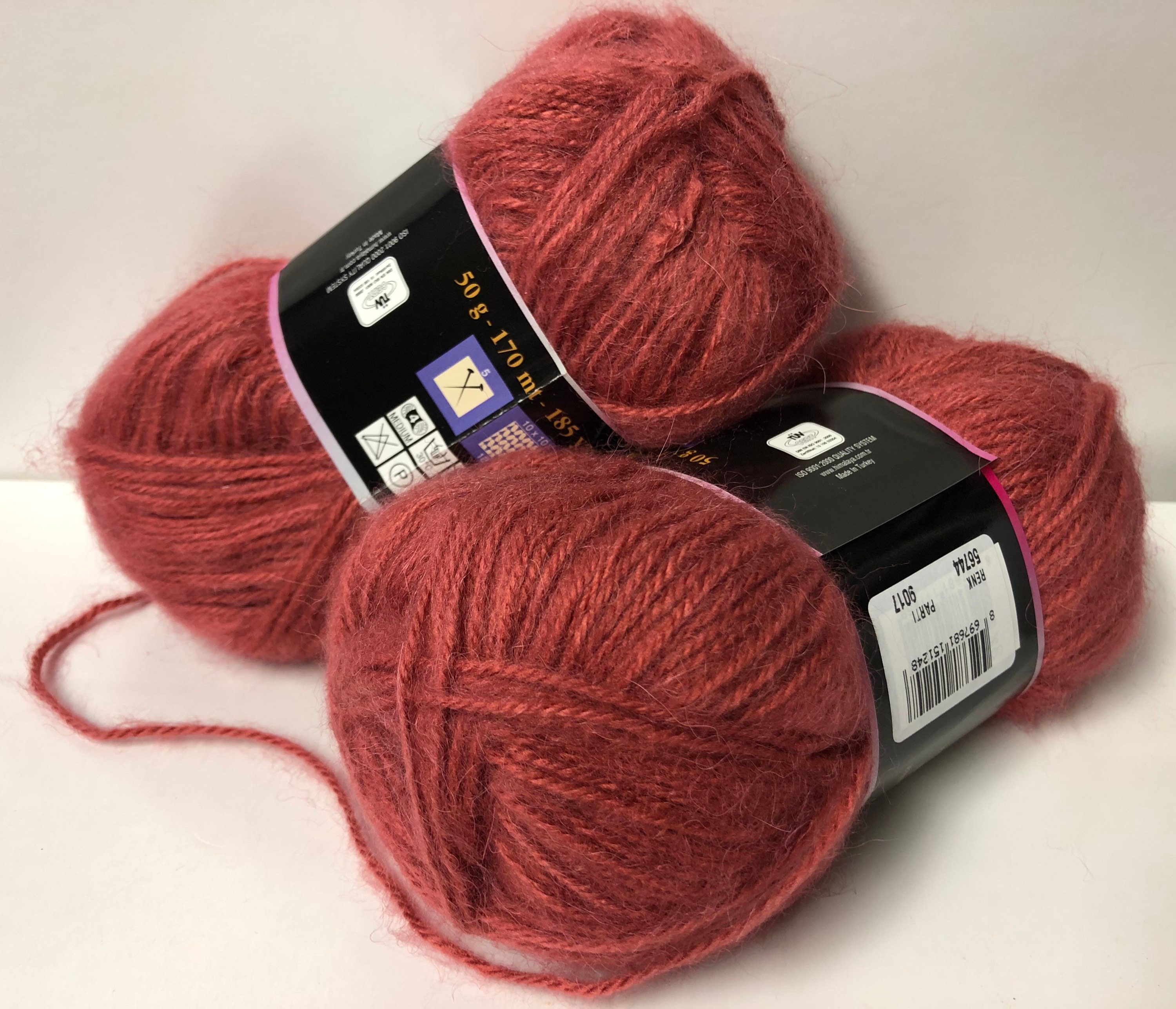 Lot De 10 Pelotes De Laine Alpaga Framboise - Fabriqué En Italie - Aiguilles 5/6 - Neuf Pour Tricot/crochet