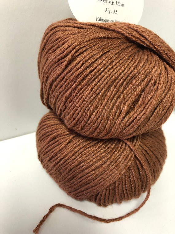 Lot De 10 Pelotes Laine Mérinos 50% - Marron Moyen - Made In France - Aiguilles 3/3.5
