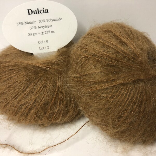 Lot de 10 pelotes de laine 33% kid mohair café au lait col 0 lot 2/ fabriqué en France