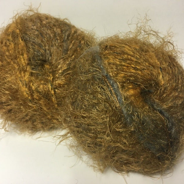 lot de 10 pelotes laine fourrure mohair camel changeant/ fabriqué en France