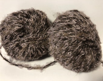 lot de 10 pelotes de laine mohair bouclées taupe / fabriqué en France