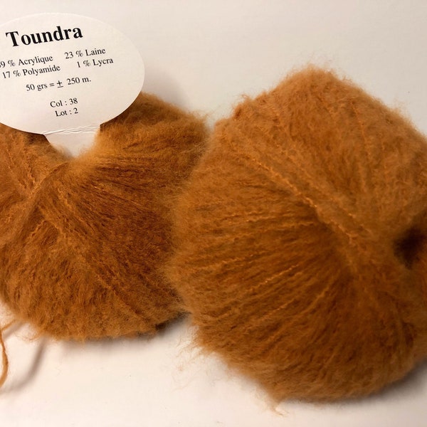 Lot de 10 pelotes laine rouille style mohair / douce / fabriqué en FRANCE