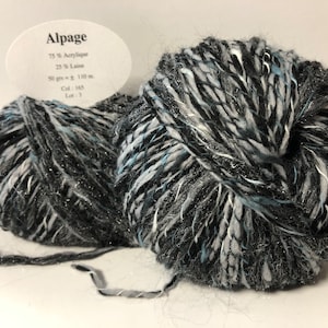 lot of 10 balls of fancy wool mohair look gray blue/ Made in France