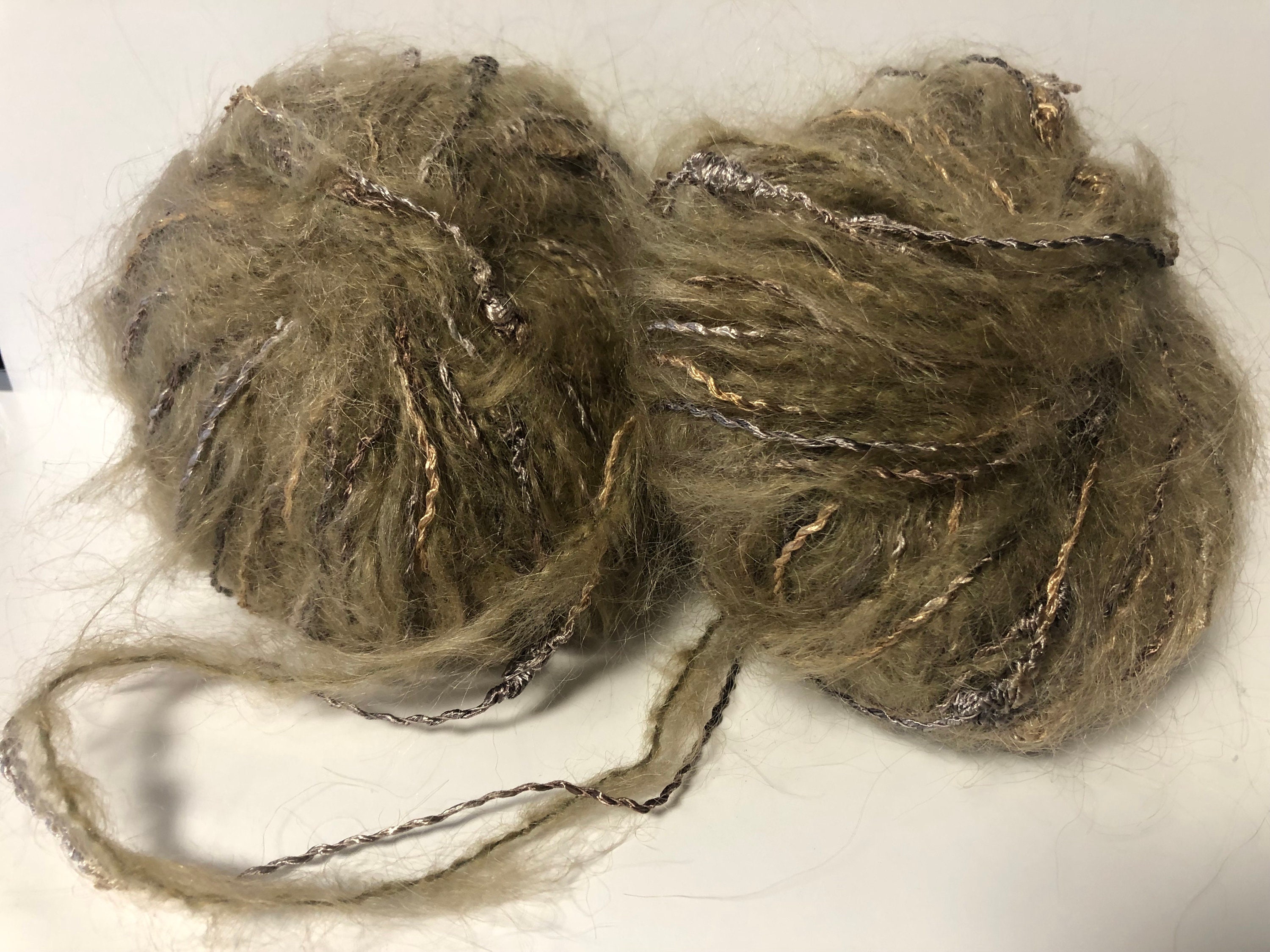 Lotto di 10 gomitoli di lana mohair color canapa/45% mohair/fantasia/prodotto  in Francia -  Italia