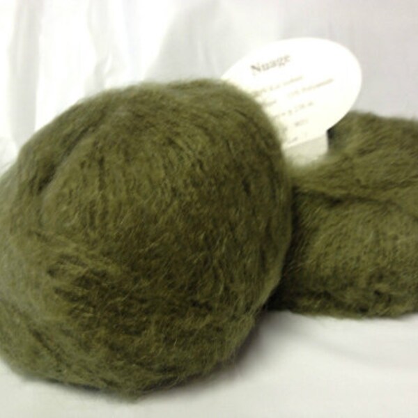 Lot of 5 balls of kid mohair khaki green 9031/ Made in France