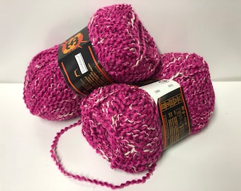 Lot De 10 Pelotes De Laine Bouclette Couleur Rose Tweedé - Made In France, Idéal Pour Tricot !