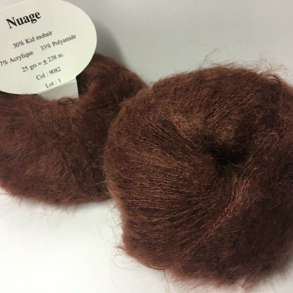 lot of 10 balls of wool /kid mohair /9082 pulls towards burgundy / made in France