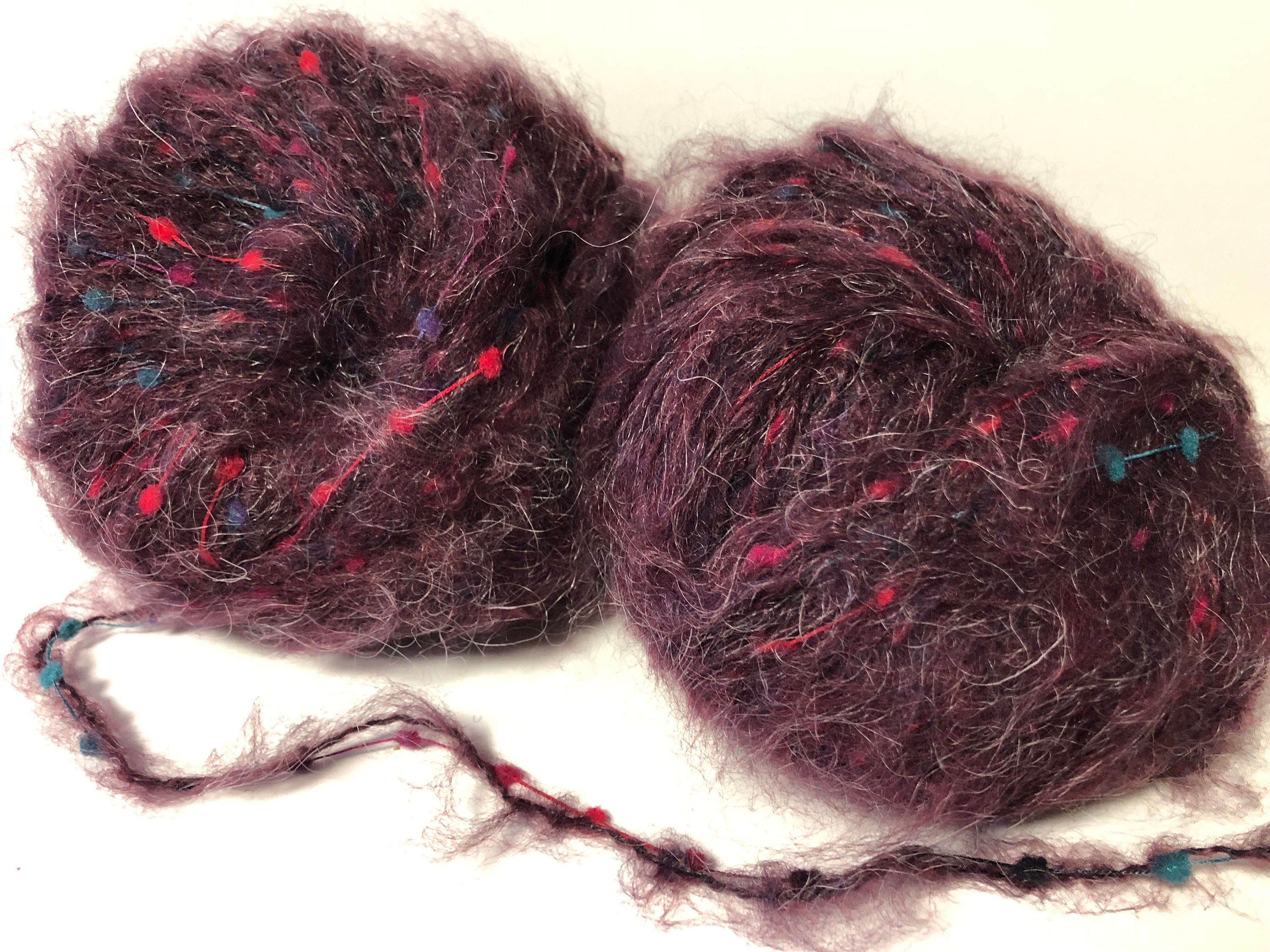 Lot De 10 Pelotes De Laine Mohair Prune - Fabriqué En France - Neuf Pour Tricot Et Crochet