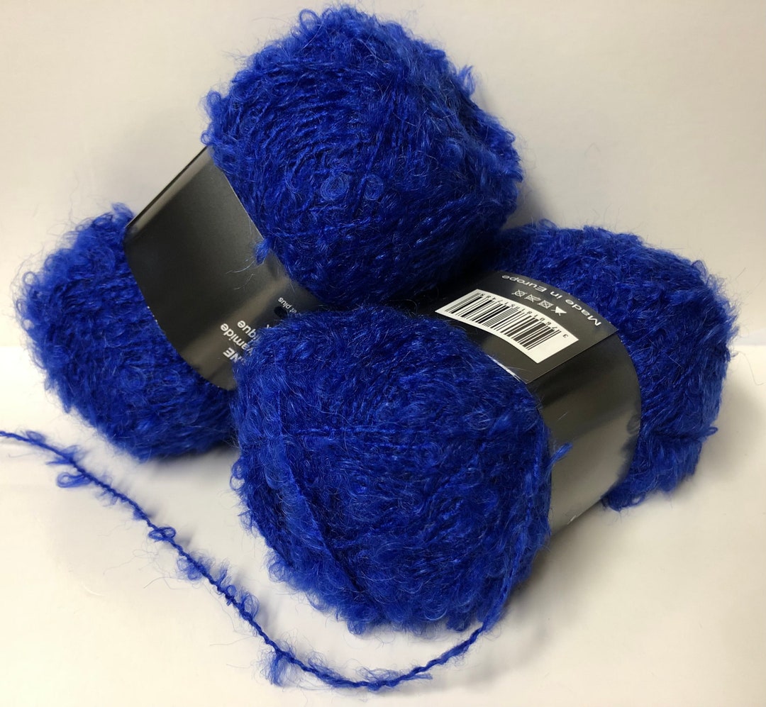 Lot De 10 Pelotes De Laine Fantaisie Bleu Gris - Douce, Fait Main France - Pour Tricot/crochet