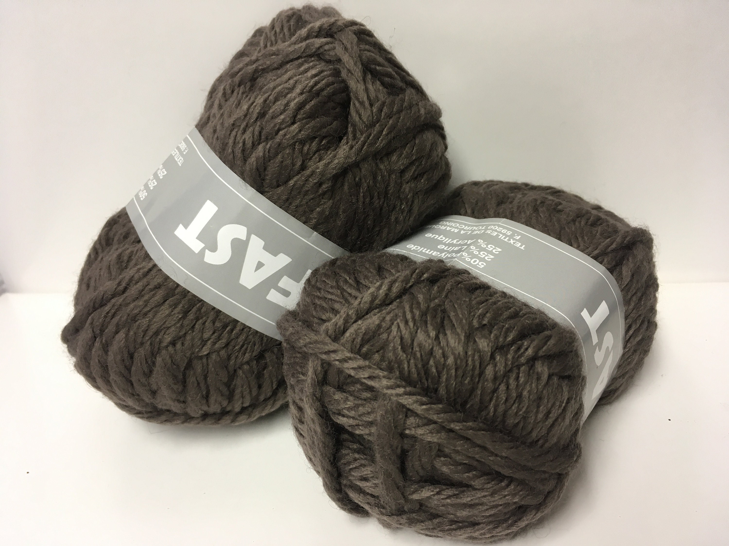 Lot De 5 Pelotes De Laine 100% Laine - Gris Taupe - 100g Chaque - Pour Tricot/crochet