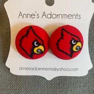 University of Louisville Rhinestone Cardinal Head Earrings