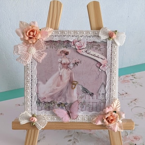 1 Carte Mariage "pièce rare"  plastifiée pour un Joli effet Photo,  2xcartes en une avec l'intérieur décoré, Modèle Unique.
