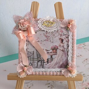 1    Carte Mariage "pièce rare"  plastifiée pour un Joli effet Photo,  2xcartes en une avec l'intérieur décoré, Modèle Unique.