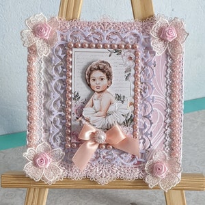 Carte  Luxe  esprit  Shabby / victorien fait main , 2 cartes en une(intérieur décoré effets carte) Pièce Unique   Fait main.