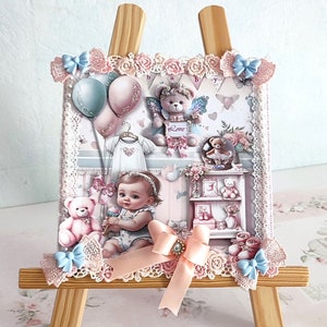 Carte  Promo Luxe   toutes occasions  enfant/bébé   2 cartes en une(intérieur décoré effets carte) Pièce Rare et  Unique  ,du 100%   main