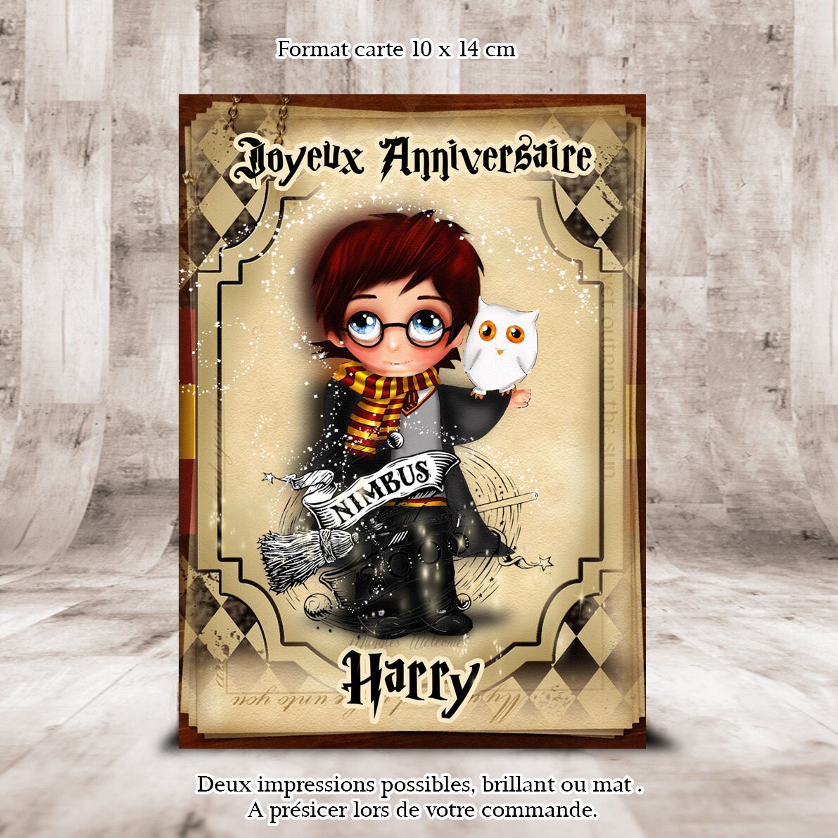 carte d'anniversaire Harry Potterpersonalisable format Etsy