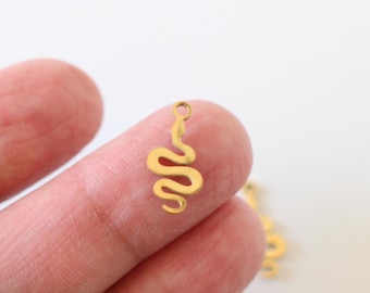 2 gold-plated stainless steel snake charms, 17 x 8 mm