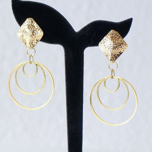Handmade gold stainless steel diamond and hoop earrings
