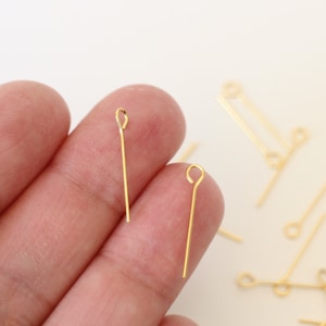 20 Stainless Steel Eye Pins Gold 20mm